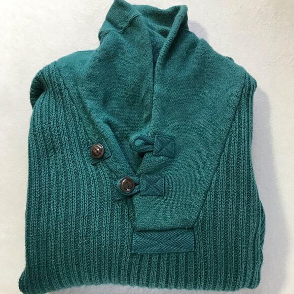 Duluth Trading Co. cotton wool high neck buttons green pullover knit sweater S - Picture 8 of 8